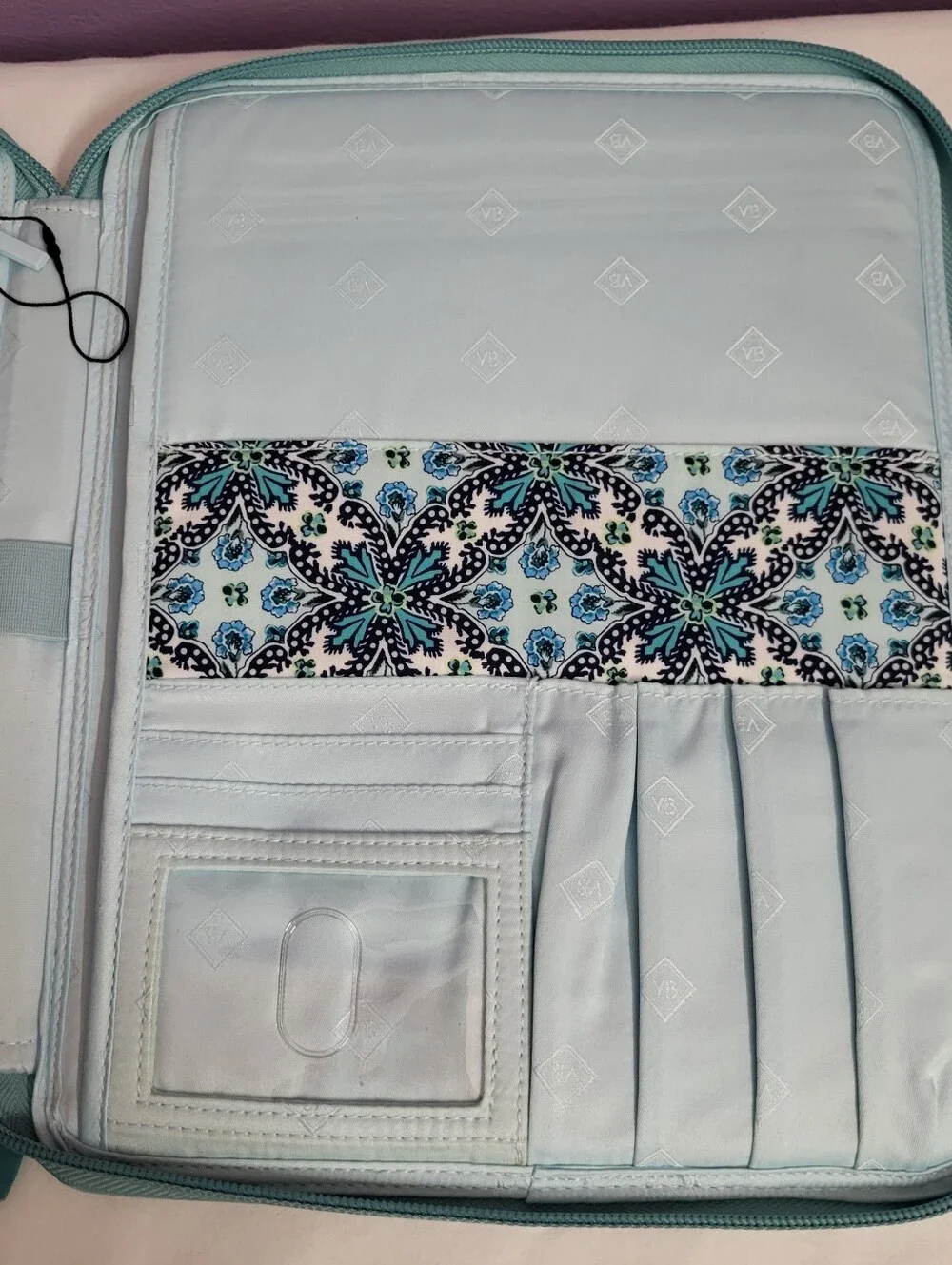 VERA BRADLEY Blue Cloud Vine Floral Zip-up School Organizer Folder Tech Case NEW